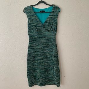 Green midi dress with v-neck